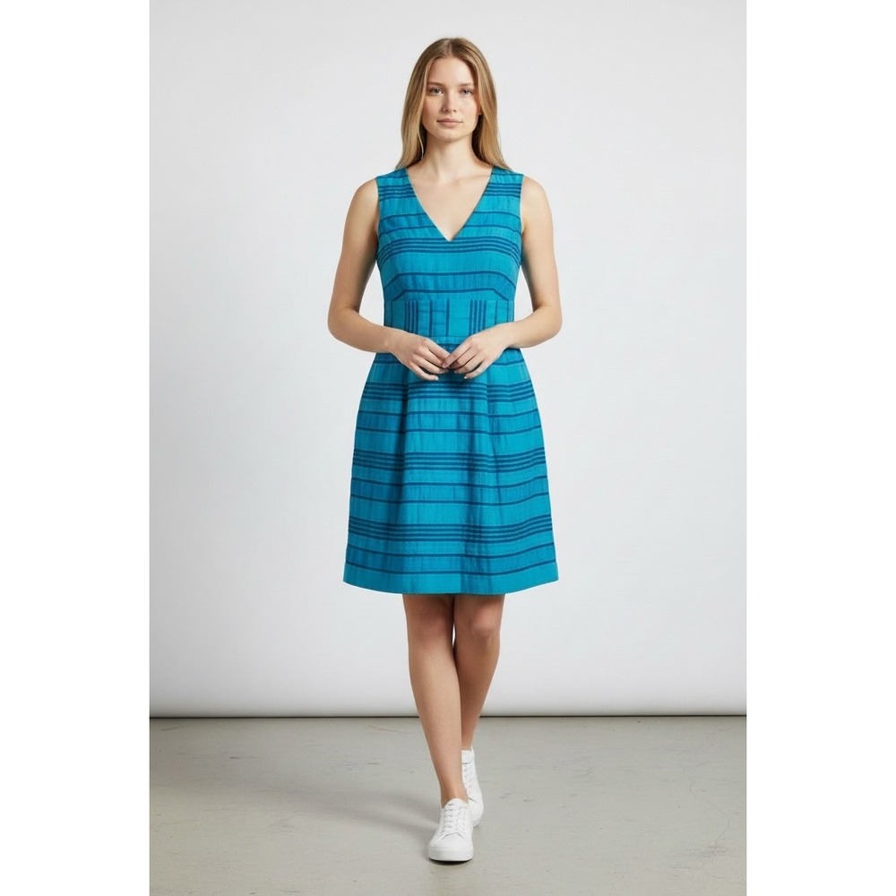 Nanette Lepore Made in NYC Blue Striped Fit & Flare Dress Size 8